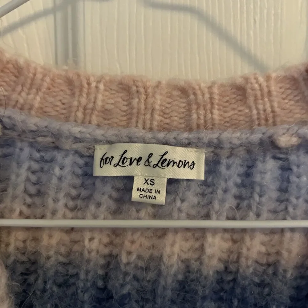 For Love and Lemons Celeste Cardigan Sweater Pink Blue Tie Dye Ombre Size XS - Picture 7 of 10